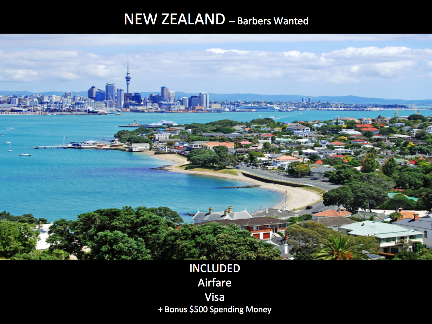 NEW ZEALAND - Barbers Wanted, Chance in a lifetime opportunity