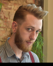 Classic pomp ripple Taper fade pompadour with barrel rolled flow through top.