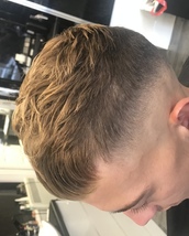 cropped skin fade This is my take on the cropped fringe with texture hair and a skin fade back and s