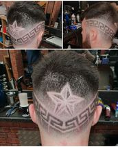 Designer Star Versace style design with nautical star, trimmed and textured top with beard shape