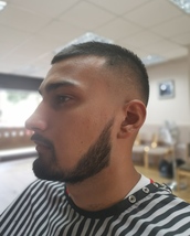 Mid Skin fade & line up Mid skin fade with beard line up for Brighton and Hove footballer. Custo
