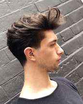 natural look It’s a full scissor cut with zero taper on the back and sides.