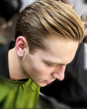 Not all about fades classic scissor cut creating layers to soften weight, and sliced to maintain dir