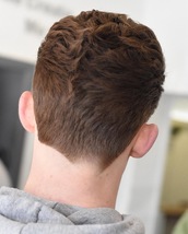 SCISSOR / CONTEMPORARY TAPER Full scissor cut, with a taper styled slightly to create this image