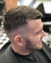 Short back and comb over Nice textured short cut with beard trim and shape