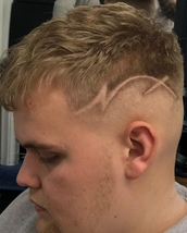 Skinfade Textured Crop with Design Skinfade using Babylisspro, cut and textured with Scissorhands si