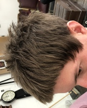 the Manc Very textured cut.. Taken the fringe right out.. Longer heavy textured layers in behind.. A