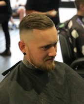 The Suave Gentleman High foil fade, over directed for parting.