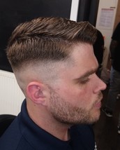 Will's weekly challenge Heavy skin fade with side parting, finishing with a crisp beard line up