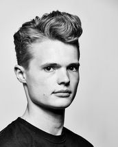 Work with the natural hair-growth pattern, not against it. For Tristan’s look we worked with his c